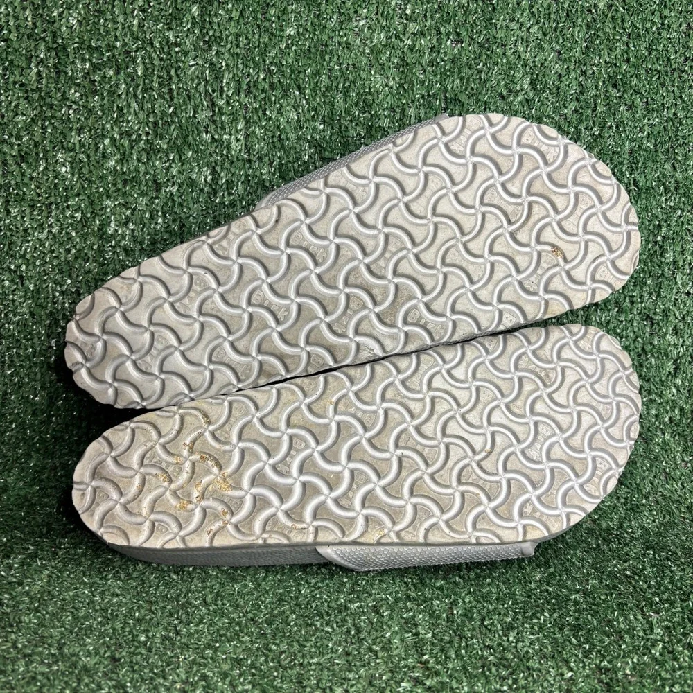 Birkenstock Barbados EVA Lightweight Waterproof Logo Slide Sandal Silver Mens 12